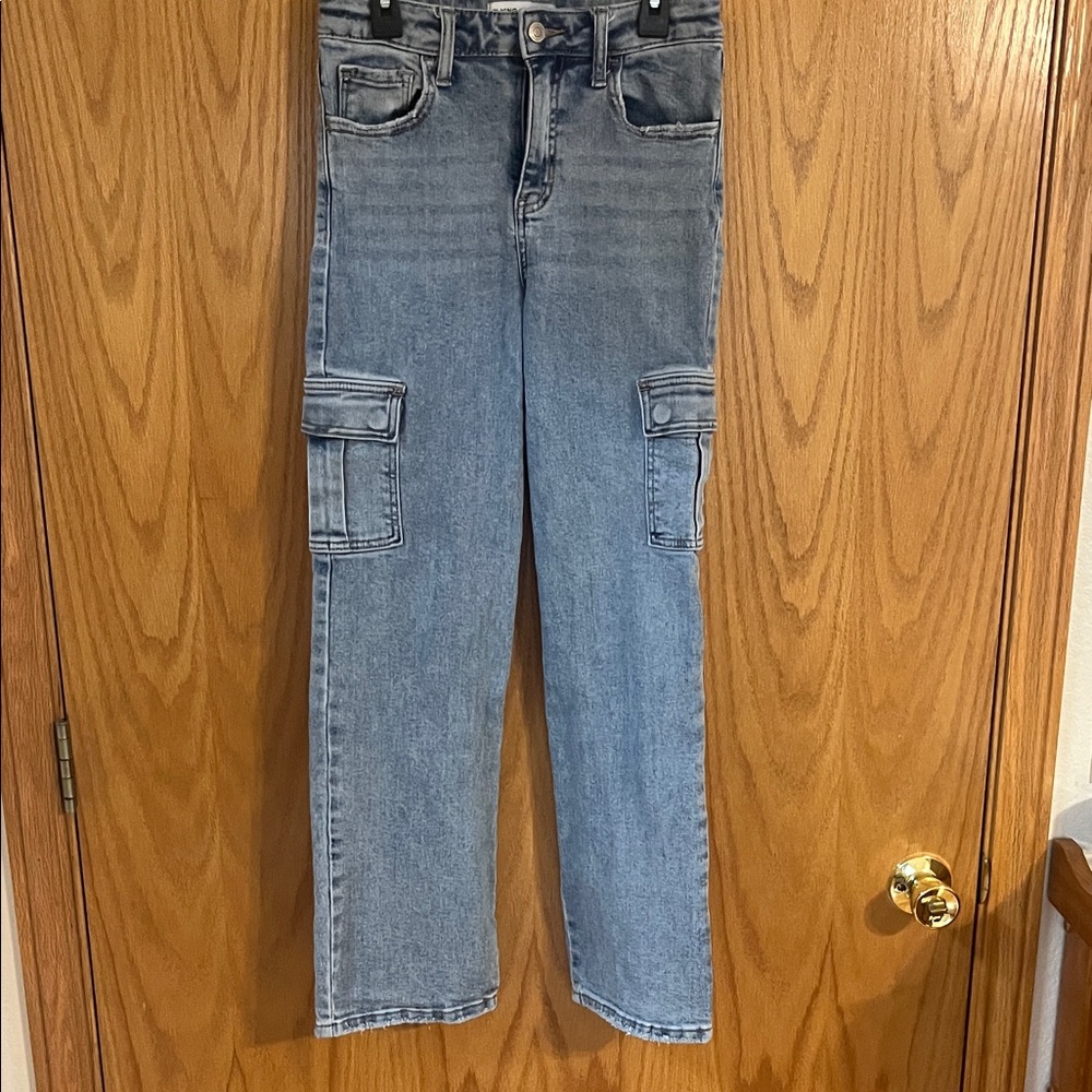 Flying Monkey High-Rise Denim Cargo Pants